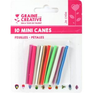 Graine Créative Assortiment de mini canes en pâte polymère - Feuilles et pétales - 10 pcs