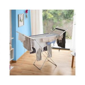 Séchoir à Linge Chauffant Pliable Électrique 230W - CELLUSTOP - Gris - 20 Barres - Aluminium