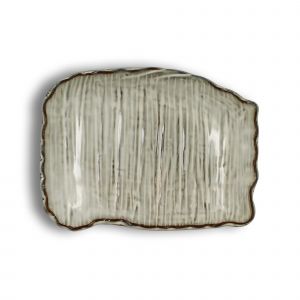 Ogo Living Assiette rectangulaire Nakuru grise - 25.5x19.5x4.8 cm
