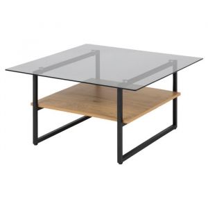 Table basse carrée - 80X80 cm - chêne-noir - HIDEKO