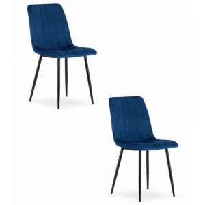 Chaise LAVA - velours bleu marine x 2