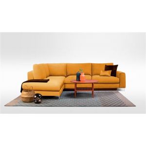 Maison Aubertin Canap&eacute; Velours Angle Gauc Jaune Fiesole 3 Places