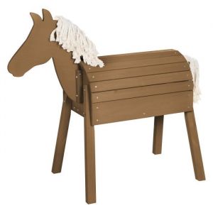 Roba Cheval de Jeu d'Extérieur en bois Massif pour Enfant - Cheval de Voltige Stable avec Crinière et Queue - Marron