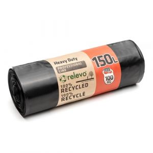 Sacs Poubelles R&eacute;sistants Relevo, Sacs Poubelles Durables avec R&eacute;sistance jusqu&rsquo;&agrave; 100 kg, Sacs en Plastique 100% Recycl&eacute;s, &Eacute;cologiques et Anti-Fuites, Grande Capacit&eacute; 150 L