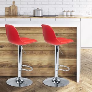 Idmarket Lot de 2 tabourets de bar KARL design rouge