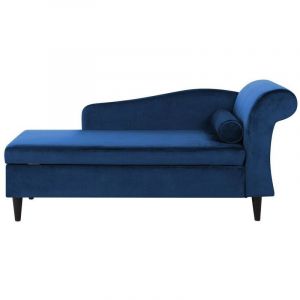 Beliani Chaise longue côté droit en velours bleu LUIRO
