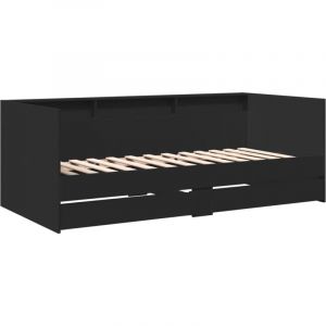 VidaXL Lit de jour avec tiroirs sans matelas noir 90x200 cm
