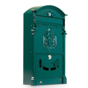 Amig - Boîte aux lettres de style classique | Casier Postal pour murs, murs ou balustrades | 40,5 x 25,5 x 8,5 cm | Aluminium | Couleur verte | Vis incluses
