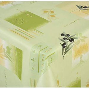 Venilia Olivier Nappe Vert Olive Linge de Table Toile cirée Maintenance réduite hydrophobes, Polyester, PVC, Rondes, x 140 cm, 55053, 140 x 140 cm