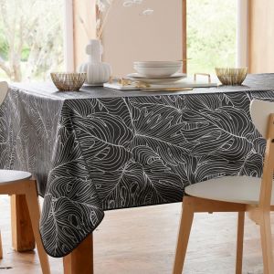 Nappe Toile cirée motifs argenté SISSINAP 140x140 noir