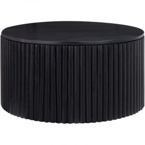 Beliani Table Moderne Ronde avec Rangement en Bois de Manguier Noir Naturel Kirkwood
