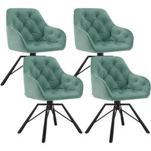 WOLTU Lot de 4 Chaises Salle à Manger Pivotante, Chaises Cuisine en Velours + Métal, Chaises à Haut Dossier, Chaises Scandinave, Turquoise