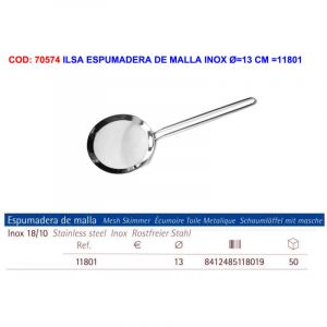 Ilsa 11801 Écumoire en Acier Inoxydable 13 cm, argenté