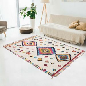 Unamourdetapis Tapis style Berbère 200x290 cm Rectangulaire OURIKA MK 04 Multicolore Salon adapté au chauffage par le sol