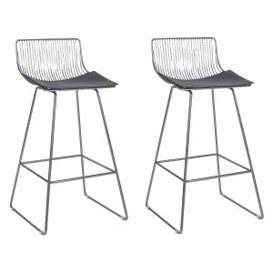 Beliani Lot de 2 Chaises de Bar Style Industriel en Acier Argenté et Cuir pu Fredonia - Argenté
