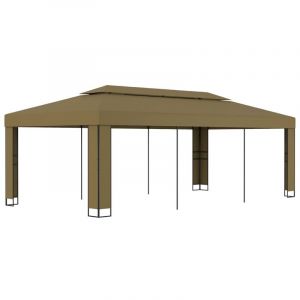 VidaXL Tonnelle avec double toit 3x6 m Taupe 180 g/m²