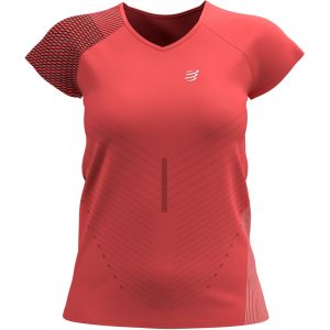 Compressport Performance SS Tshirt Women, coral S T-shirts course &agrave; pied