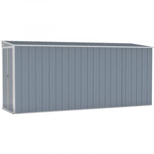 Helloshop26 - Abri de jardin cabane cabanon maison de stockage remise extérieur hangar outils robuste mural 118 x 382 x 178 cm acier galvanisé gris
