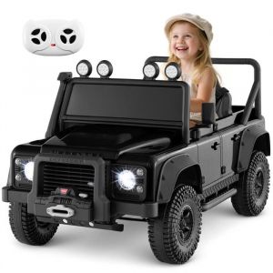 Land Rover 4x4 Voiture &Eacute;lectrique 12v/7 Ah Pour Enfants, T&eacute;l&eacute;commande 2.4g, D&eacute;marrage Lent, Led, Klaxon, Mp3, 3-8 Ans, 30 Kg, Noir