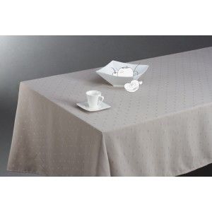 Image de Nappe rectangulaire anti-tache brodée Jacquard (150 x 300 cm)