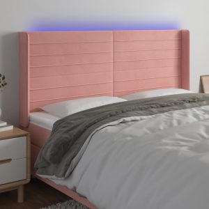 VidaXL Tête de lit à LED Rose 183x16x118/128 cm Velours - Pink