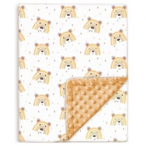 SUPERBE BEBE Couverture B&eacute;b&eacute; et Enfant Minky Douce en Coton Oeko Tex - 75x100 cm, 10 Coloris - Confort et Qualit&eacute; - Plaid, Sieste, Maternelle - Cadeau Naissance Fille ou Gar&ccedil;on - Jaune