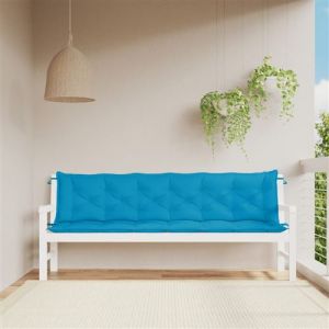 VidaXL Lot de 2 Coussins de Banc de Jardin, Rev&ecirc;tement de Banc avec Jeux de Cordes, Coussin d'Ext&eacute;rieur Imperm&eacute;able, Bleu Clair Tissu Oxford