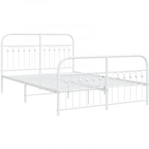 VidaXL Cadre de lit métal avec tête de lit/pied de lit blanc 140x190cm, lit double, meuble de chambre à coucher, lit d'invité, lit