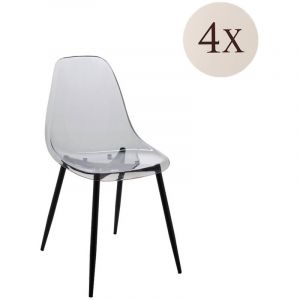 Dmora - Lot de 4 chaises Dabdalhad, fauteuil pet, Chaise de salle à manger ergonomique, Siège de réunion, 53x46h81 cm, Fumée