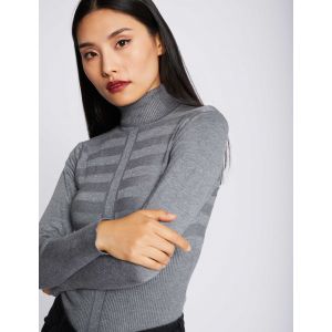 Morgan Pull manches longues col roulé gris anthracite femme