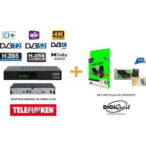 Telefunken RECEPTEUR 4K (COMBO S) SAT TERRESTRE + MODULE DIGIQUEST TIV&Ugrave;SAT HD + CARTE TIV&Ugrave;SAT