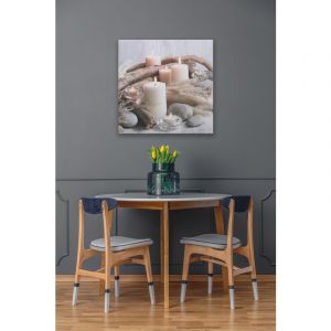 Art For The Home - Toile à led Bougies de bord de mer 60 x 60cm Gris, beige - Gris