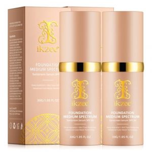 P-Beauty - Lot de 2 sérums de protection solaire SPF 50 avec effet fond de teint - Crème solaire teintée pour le visage - Couvrance moyenne - Hydratant et anti-âge - Sérum de soin avec protection UVA