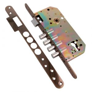 Amig - Serrure &agrave; encastrer Mod.101 BASE pour portes en bois d'entr&eacute;e | Avec poign&eacute;e r&eacute;versible | Pour poign&eacute;es &agrave; carreaux de 8 mm | Acier avec finition cuir