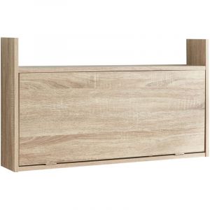 Bureau table poste de travail mural rabattable 48 x 83 x 48 cm effet chêne beige