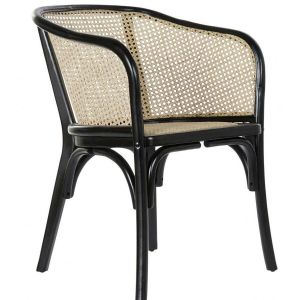 Image de Wadiga Fauteuil Orme Noir et Rotin Cannage