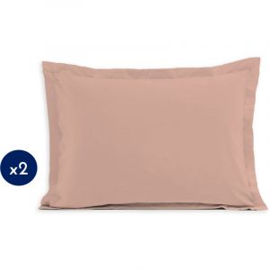 Lot de 2 taies rectangulaires 100% coton Rose 50x70 cm