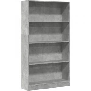 VidaXL Bibliothèque gris béton 80x24x143 cm bois d'ingénierie, étagère à livres, porte-livres, support à livres, armoire de rangement