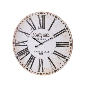 Image de Wadiga Horloge murale ronde en bois Antiquité de Paris - 60cm