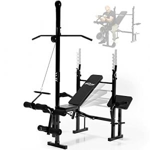 Image de Physionics® Banc de Musculation Multifonction - Extension Jambe, Butterfly, Curl Pupitre, Poulie et Support pour Haltères, Réglable - Banc de Musculation Multifonction, Complet, Fitness