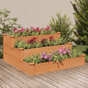 VidaXL Lit surélevé de jardin marron 120x120x56cm bois massif de sapin