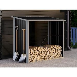 Abri bûches métal en acier galvanisé 2,23 m3 L182 x P83 x H148cm - DERWOOD