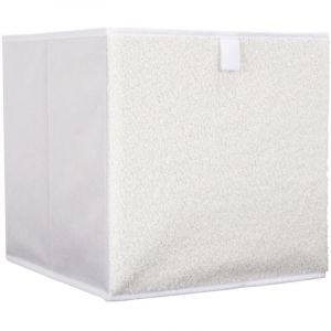 Cube de rangement pliable tissu bouclette blanc 30x30 cm