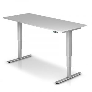 Image de Certeo UPLINER-2.0 Bureau sur pieds - piétement en T, largeur 1800 mm - gris clair | VXDSM19/5/S - Col. Piétement : alu|Coloris plateau: gris clair