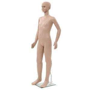 Image de VidaXL Mannequin enfant corps complet avec base verre Beige 140 cm