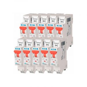 Eaton Lot de 10 disjoncteurs auto 10A plg, Ph+N, borne à ressort, 4,5kA (en 60898) courbe c