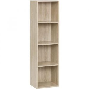 Image de Bibliothèque Armoire en Panneaux de Particules. Etagère de Rangement Colonne Semi-Ouvert. 30x24x106cm. Chêne clair - Chêne Clair - Woltu