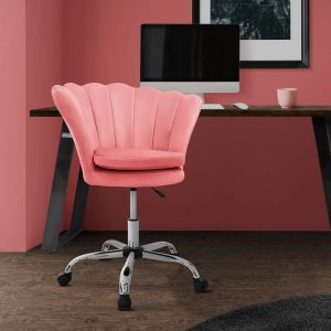 ML-Design Chaise de bureau en velours, rose, structure métallique, chaise rembourrée avec dossier, réglable en hauteur