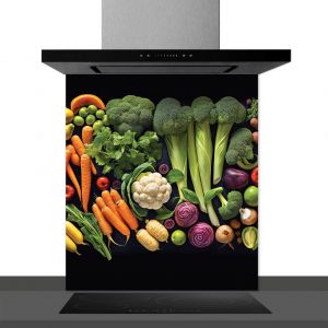 Hexoa Fond de hotte decorative, légumes multicolore 60x70