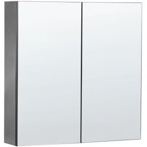Beliani Armoire de Toilette 2 Portes 60 x 60 cm Rangement 2 Etagères Miroirs Suspendu Noir Navarra